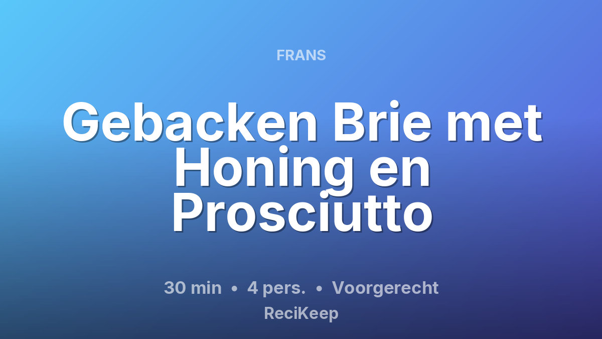 Receptkaart Gebacken Brie met Honing en Prosciutto – Voorgerecht