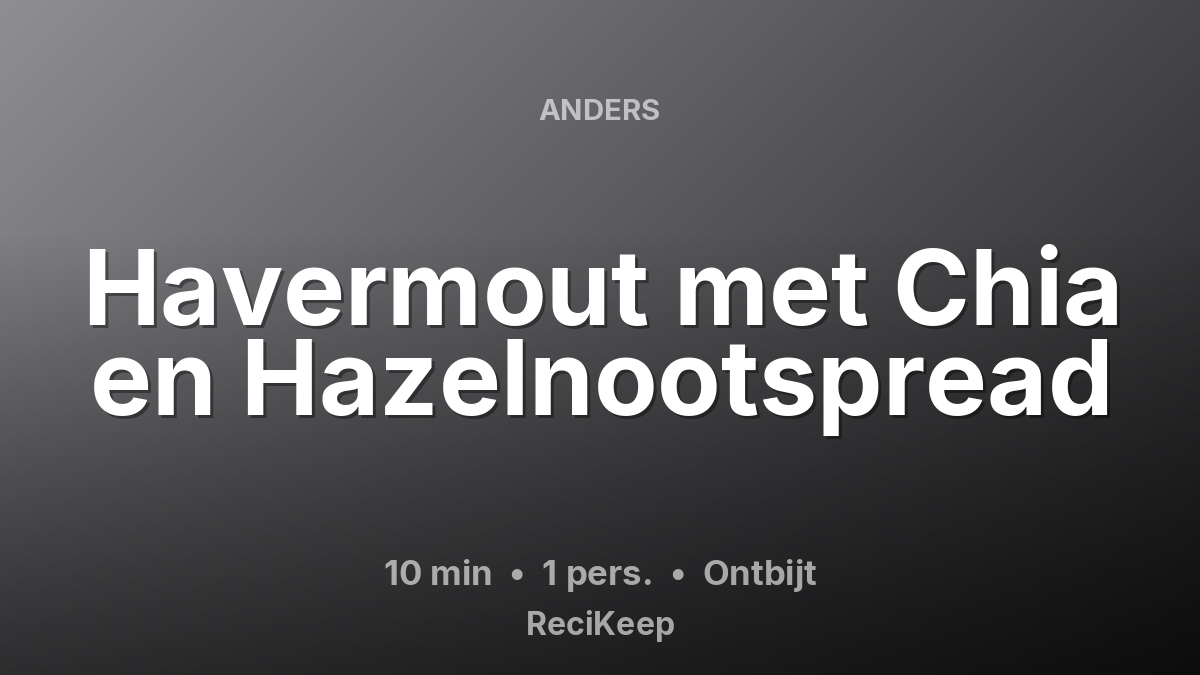 Receptkaart Havermout met Chia en Hazelnootspread – Ontbijt