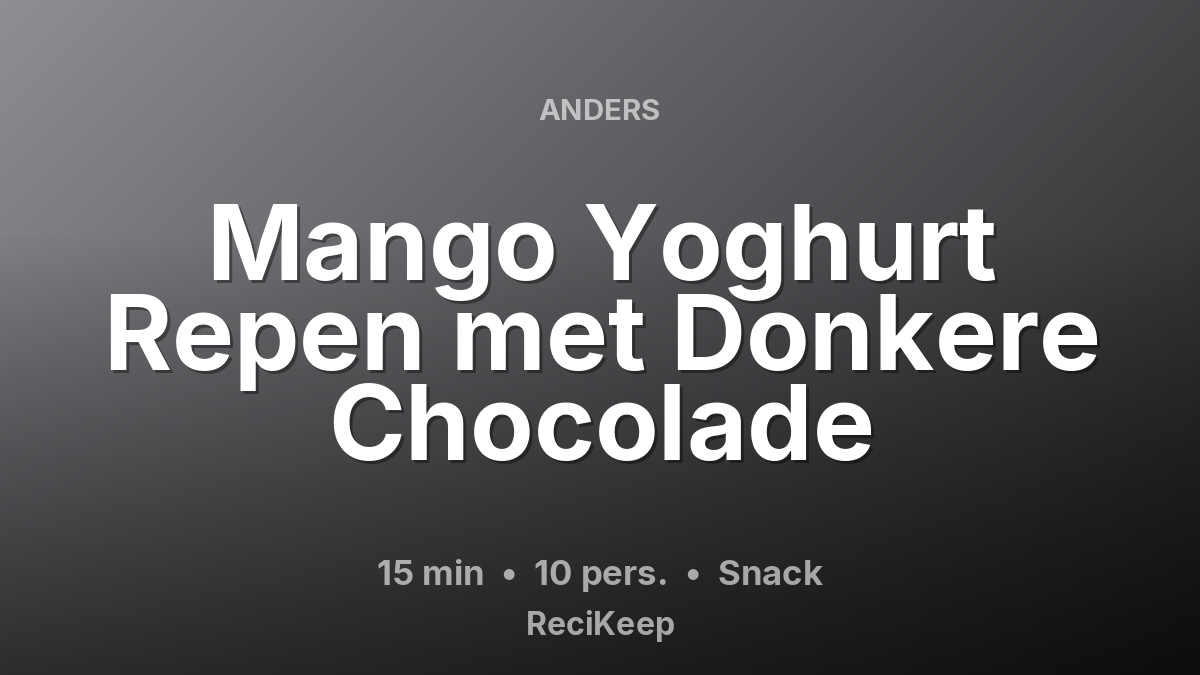Receptkaart Mango Yoghurt Repen met Donkere Chocolade – Snack